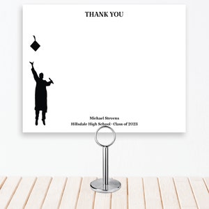 High School College Graduation THANK YOU note card, Personalized Stationary stationery, graduate male man boy | printable TEMPLATE