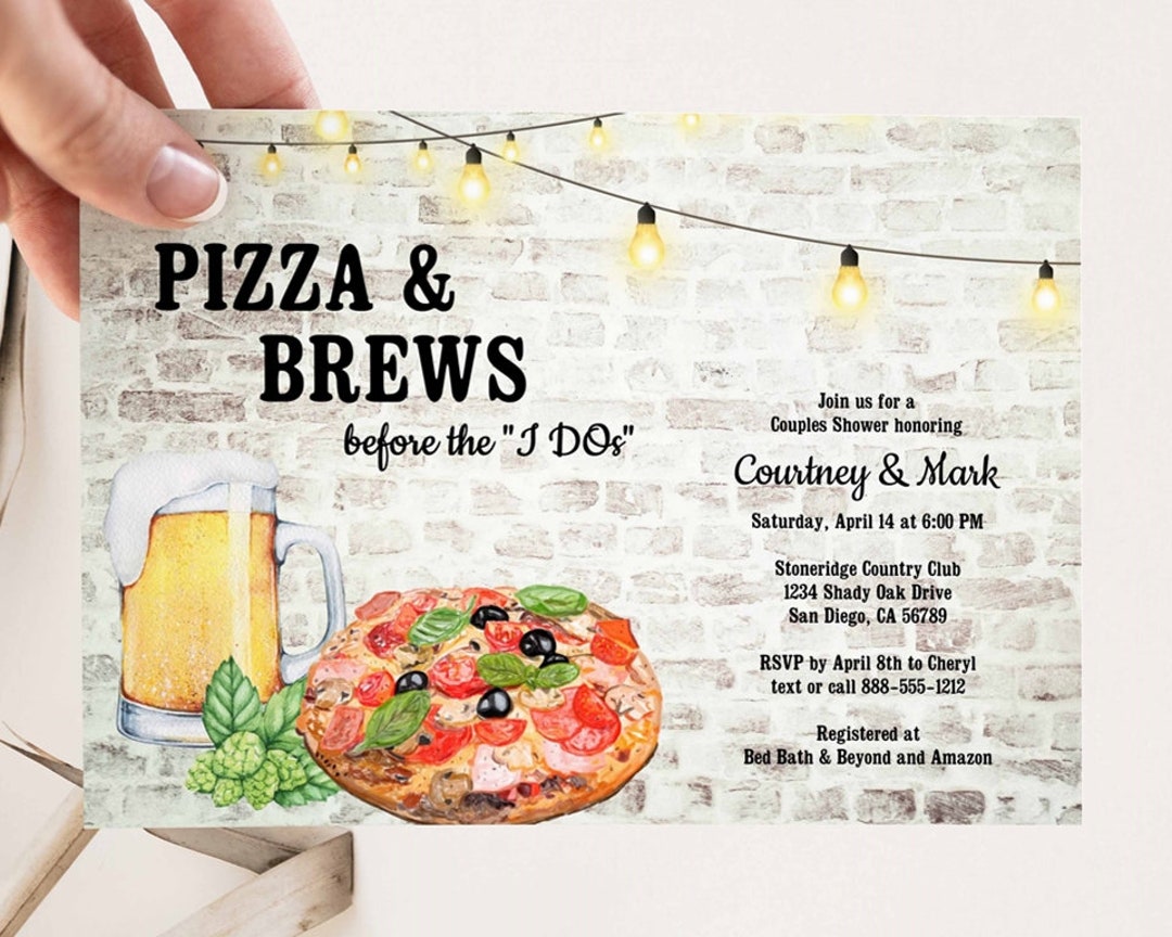 Pizza and Brews Before I Dos Invite Couples Shower Invitation pic