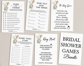 Bridal Shower games bundle for Netural Wite Whisked Away kitchen bridal shower invites, shower games card | PRINTABLE DOWNLOAD TEMPLATE 245