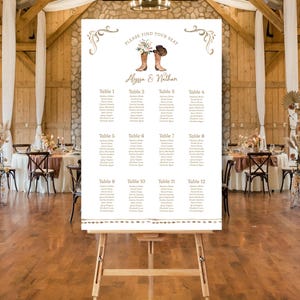 Cowboy Boots Wedding Seating Chart, Western Wedding Sign, Bridal Shower, Rehearsal Dinner, Rustic Country Barn Blush Flowers TEMPLATE 171