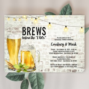 Rustic Brews Before I Dos Rehearsal Dinner Invitation, Beer Brewery Invite TEMPLATE 270