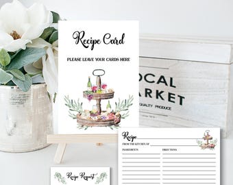 Recipe Card, Insert and Sign | charcuterie theme | TEMPLATE 195
