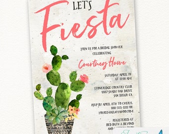 Fiesta bridal Shower invitation, cactus bridal shower, Succulent bridal shower, fiesta birthday, couples shower, Mexican, engagement party