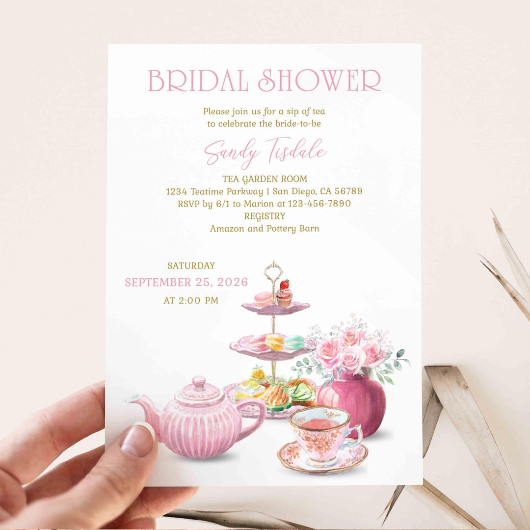 Bridal Shower Tea Party Invitation, Afternoon High English Tea, Time ...