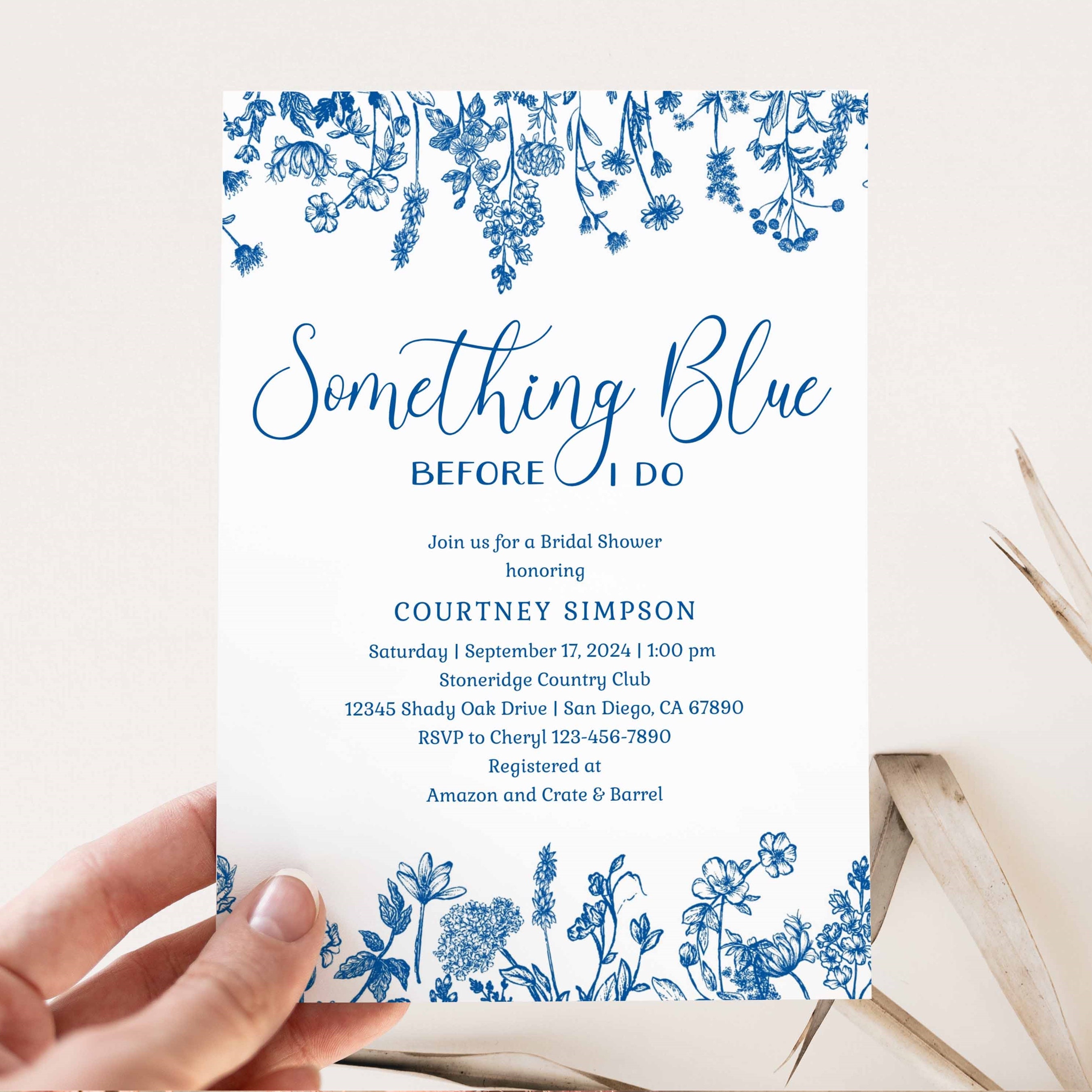 Something Blue Before I Do Bridal Shower Invitation TEMPLATE, Blue Floral  Invite, Wildflower Shower, Printable Editable Wedding DOWNLOAD 361 - Etsy, image size:2700x2700