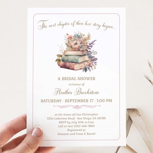 Book Themed Bridal Shower Invitation, Next Chapter, Love Story Bridal Shower Invite, Once Upon a Time Shower, fairytale shower, TEMPLATE 231 image 1