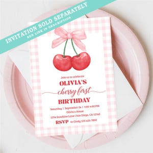 Cherry Milestone My First Year Poster Board, 1st birthday poster, Milestone board sign, Berry First Birthday, Preppy Coquette | TEMPLATE 346 bild 6