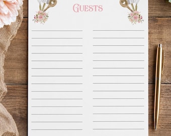 Guest Book Page - Instant Download - Editable template with CORJL - Kitchen Theme Shower (Digital 263)