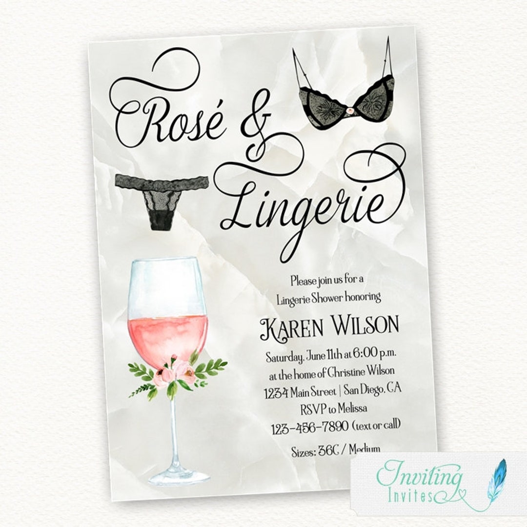 Rose and Lingerie Bridal Shower Invitation Wine - Etsy