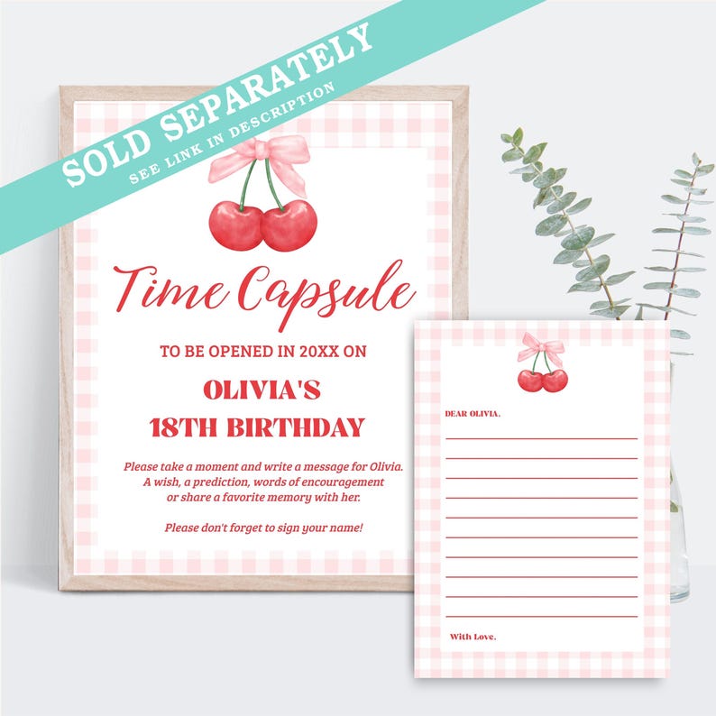 Cherry Milestone My First Year Poster Board, 1st birthday poster, Milestone board sign, Berry First Birthday, Preppy Coquette | TEMPLATE 346 bild 7
