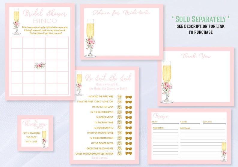 Pink Floral Bridal Shower Menu, Wedding Menu, Champagne Brunch Menu, Petals and Prosecco Bridal Shower PRINTABLE EDITABLE TEMPLATE 138 image 6