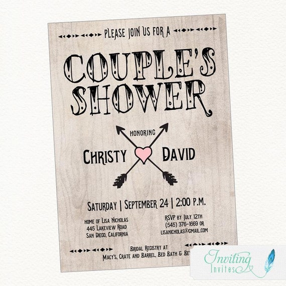 Rustic Couples Shower Invitation Rustic Bridal Shower Boho Etsy