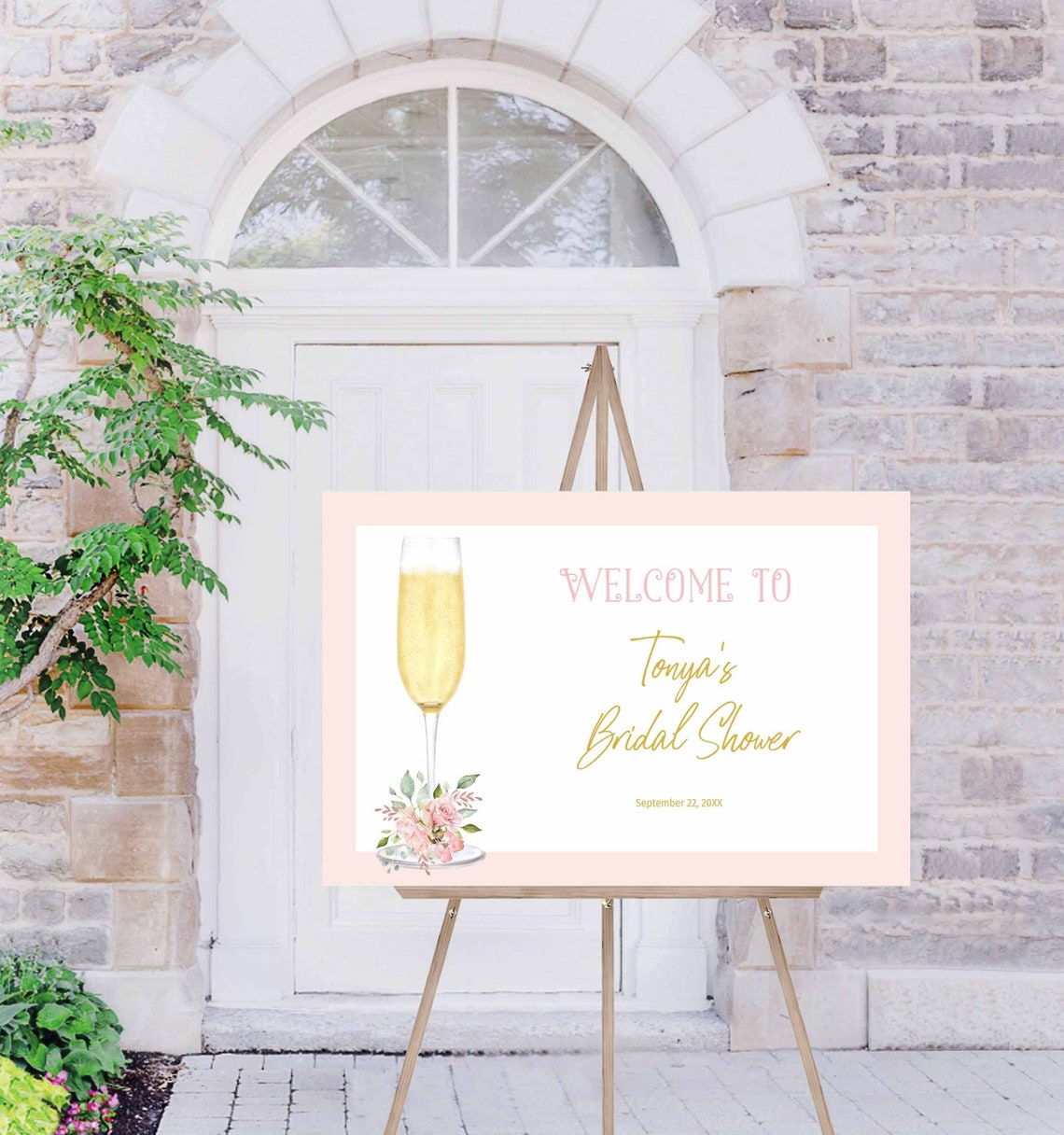 Petals and Prosecco Bridal Shower Sign Champagne Etsy