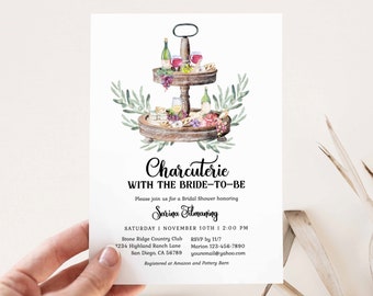 Charcuterie Bridal Shower Invitation, wine and cheese, charcuterie party invite, EDITABLE TEMPLATE 195