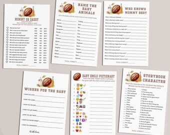 Baby Shower Games Bundle Set, Touchdown Tailgate Football themed Oh Boy shower, Fall Autumn, Gender Neutral  DIGITAL EDITABLE TEMPLATES 434