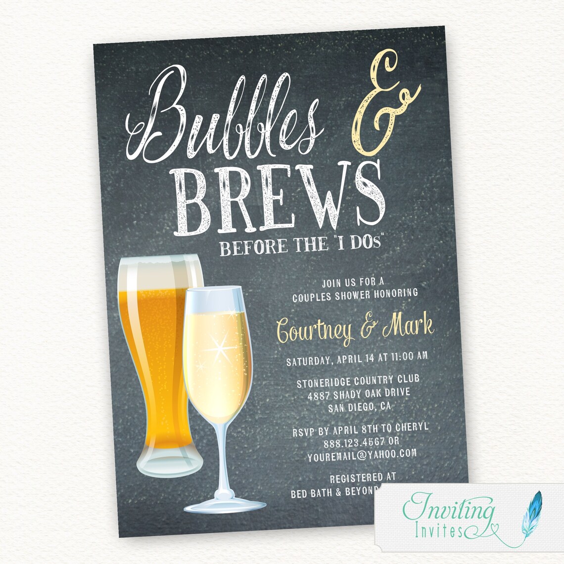 Bubbles and Brews Couples Shower Invitation Bridal Shower Etsy