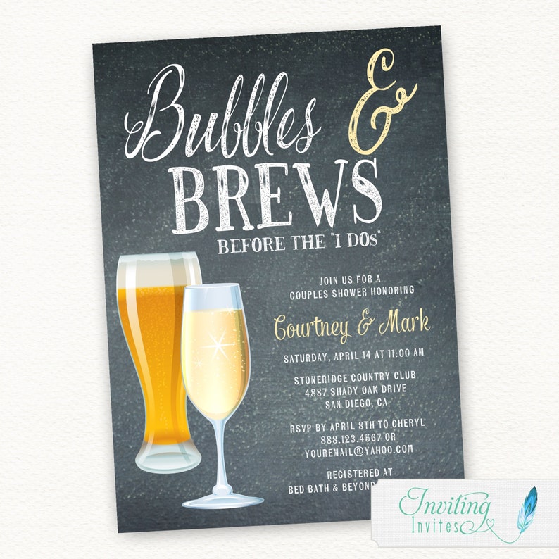 Bubbles and Brews Couples Shower Bridal Shower Champagne Etsy