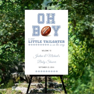 Oh Boy Football Baby Shower Welcome Sign, Tailgate Coed Couples Baby Shower Welcome Poster, College Football Baby Sprinkle | TEMPLATE 316