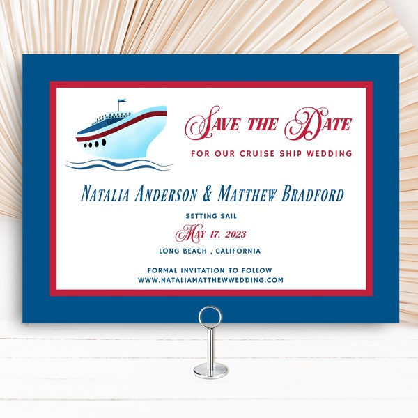 Cruise Ship Save the Date, Nautical Save the Date, Destination Save the Date, boat, sailboat, Photo or No Photo, 5x7 TEMPLATE 221