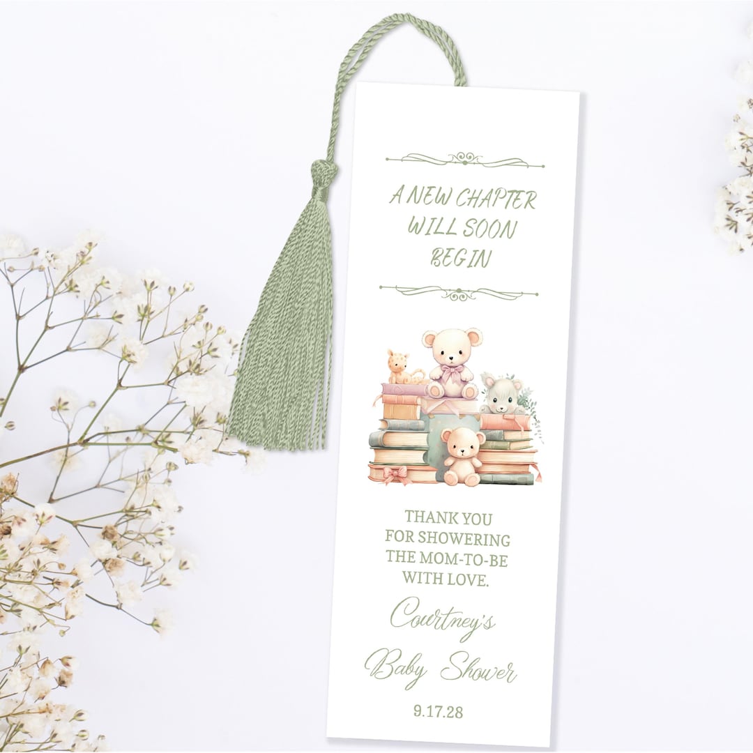 Baby Shower Bookmark TEMPLATE, A New Chapter Will Soon Begin Bookmark ...