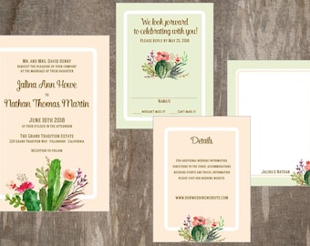 Succulent Wedding Invitation, Cactus Wedding Invitation, Rustic Wedding Invitation, Southwestern Wedding Invitation, Palm Spring Wedding