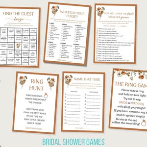Fall Wildflower Bridal Shower games bundle, Terracotta Burnt Orange Flowers, Autumn Theme Bridal Shower fun games | DOWNLOAD TEMPLATE 537