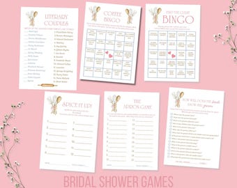 WILDFLOWER Whisked AwayTheme Bridal Shower games bundle set | TEMPLATE 498