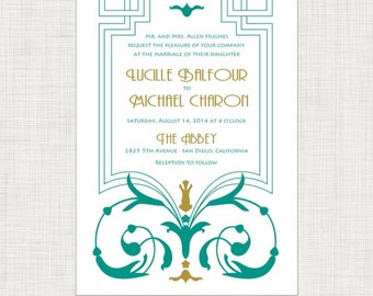 Art Deco Art Nouveau Wedding Invitation - Printable Digital