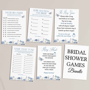 Bridal Shower games bundle, Something Blue bridal shower invites, wildflowers, butterflies fun unique shower games EDITABLE TEMPLATES 301