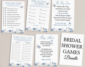 Bridal Shower games bundle, Something Blue bridal shower invites, wildflowers, butterflies fun unique shower games EDITABLE TEMPLATES 301