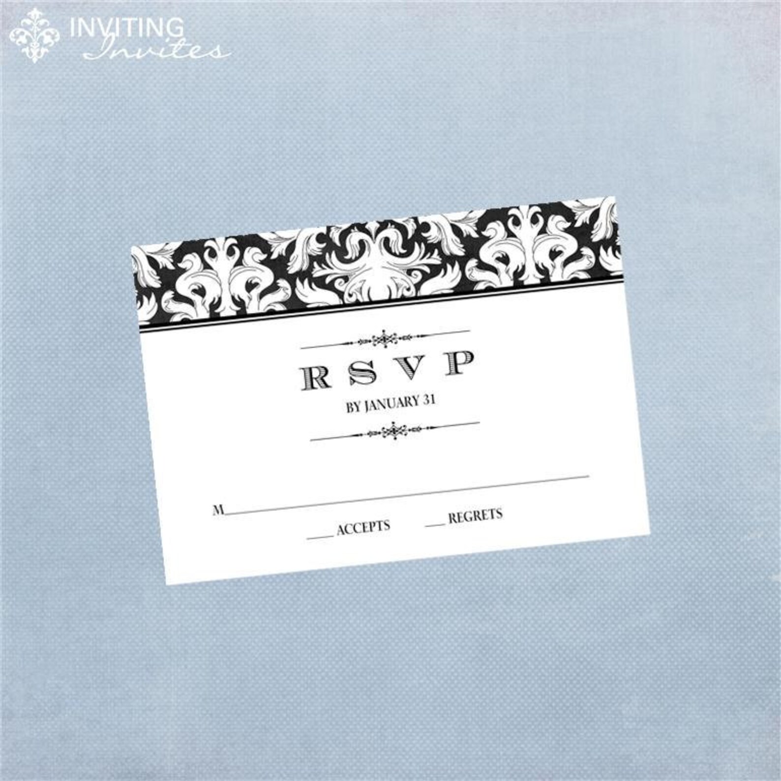 Wedding Invitation Printable Damask Wedding Invitation | Etsy