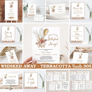 TERRACOTTA Whisked Away Bridal Shower Invitation BUNDLE, Stock the Kitchen Invite, baking kichen bridal shower theme TEMPLATE 305