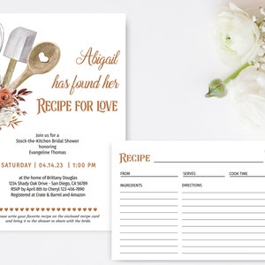 TERRACOTTA Recipe for Love Bridal Shower Invitation with recipe card, Stock the Kitchen Invite, baking bridal shower theme TEMPLATE 265