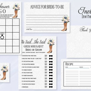 Cowboy Boots Bridal Shower Add On Accessories , Blush Pink Navy Floral Bridal Shower Games, Rustic Country Western Bridal Shower 193