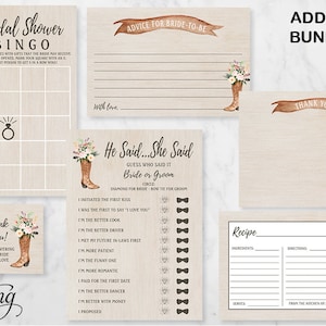 Blozen bloemen cowboylaars rustieke bruids douche | Voeg bruidsdouchespellen toe, Rustiek Country Western-thema | Direct downloaden afdrukbaar 172