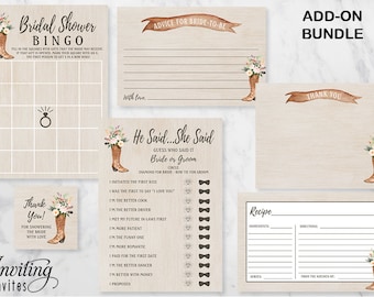 Blush Flowers Cowboy Boot Rustic Bridal Shower | Add On Bridal Shower Games, Rustic Country Western Theme | Instant Download Printable 172