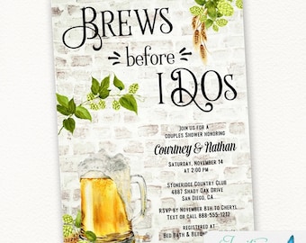 Brews before I Do's Couples Shower Invitation, Brewery Bridal Shower, Beer Invite, Hops, Engagement Party | PRINTED or PRINTABLE