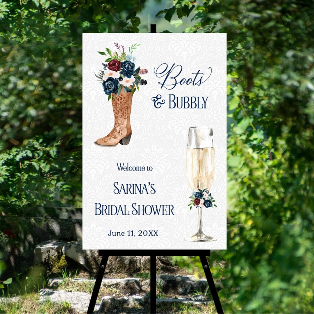Cowboy Boots Brunch Bubbly Welcome Sign, Bridal Shower or Wedding ...
