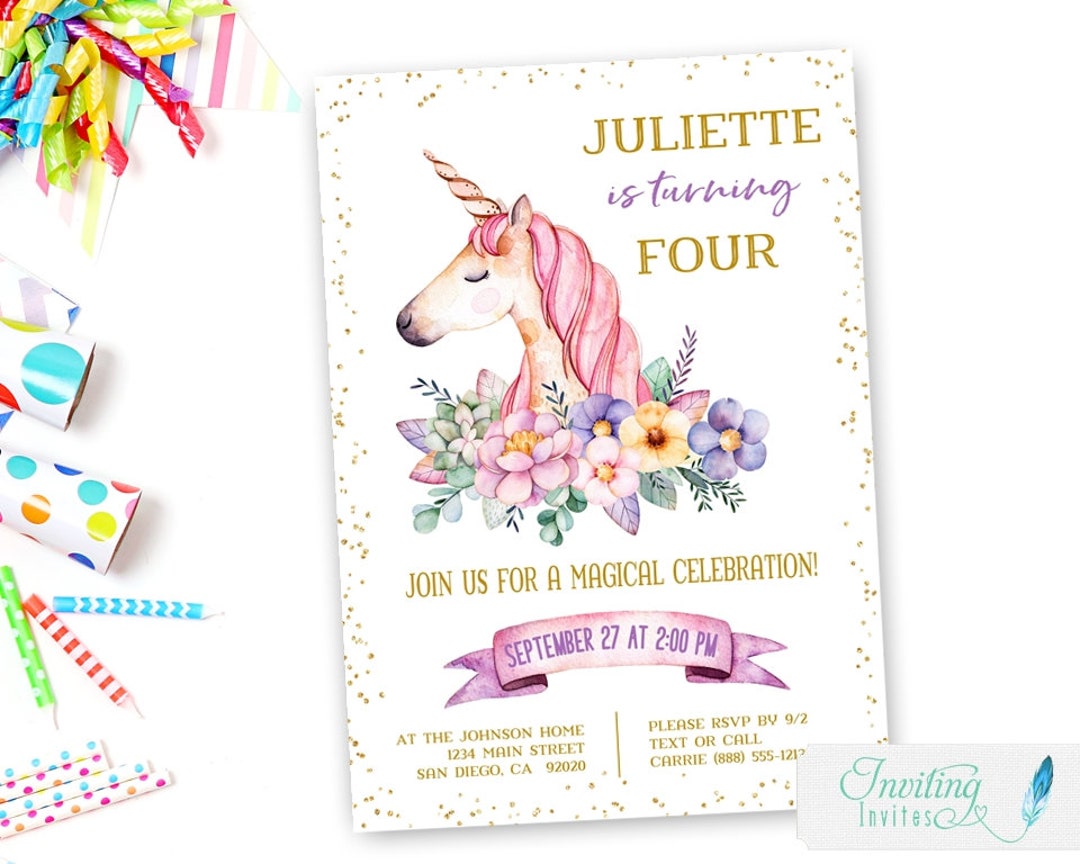 Unicorn Invitation, Kids Birthday Party, 1st Birthday Party, Unicorn ...