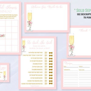 Cards and Gifts Sign, 8x10, champagne glass, pink florals, matches Petals and Prosecco invitation, DOWNLOAD EDITABLE TEMPLATE 138 image 7