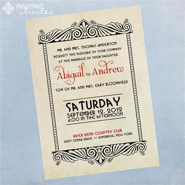 Etsy Art Deco Printable Wedding Invitations 2