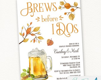 Brews before I Do's Couples Shower, Bridal Shower, Rustic Fall Autumn Beer Hops Invitation, Engagement Party, Brewery Invite