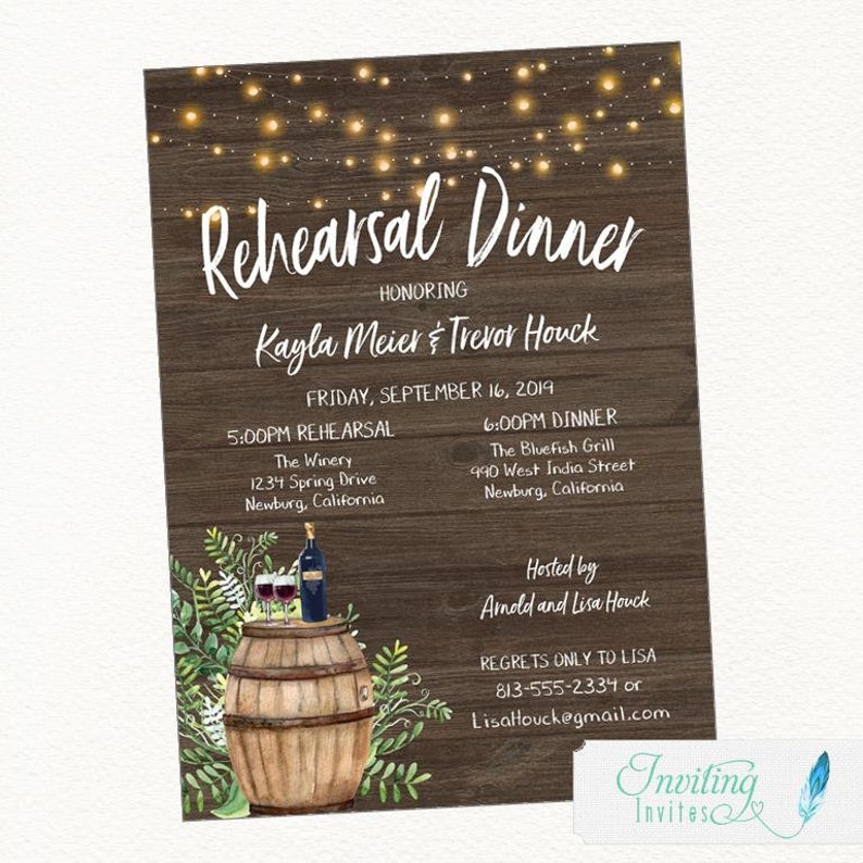 Vineyard Rehearsal Dinner Invitation Rustic Rehearsal Dinner - Etsy