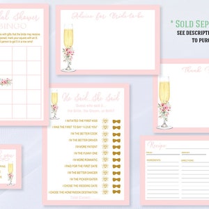 Printable He Said She Said Bridal Shower Game, PDF file, fun unique party game, Petals and Prosecco Champagne glass INSTANT DOWNLOAD 138 imagem 2