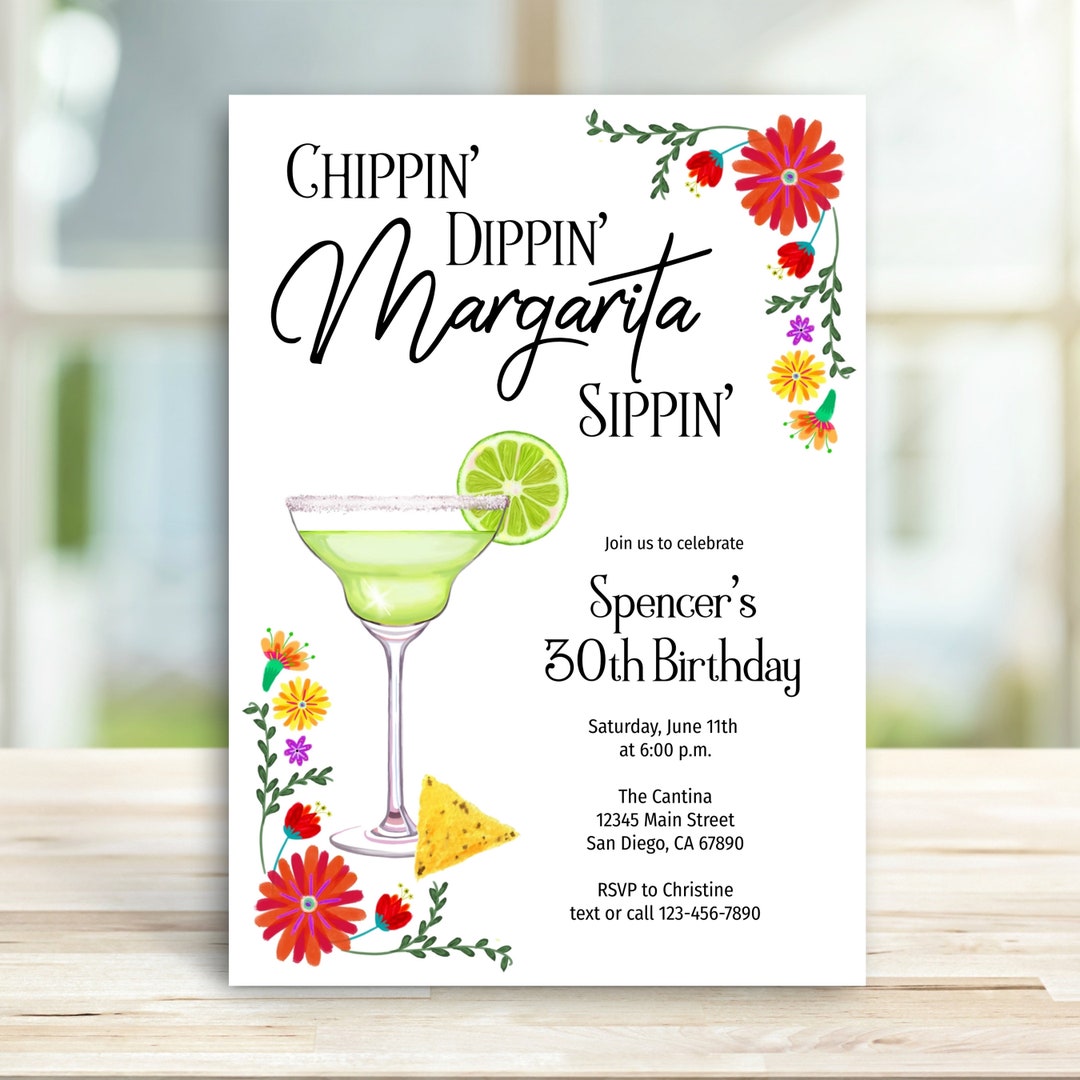 Margarita Birthday Invitation for Women or Adult, Mexican Theme, Fiesta ...