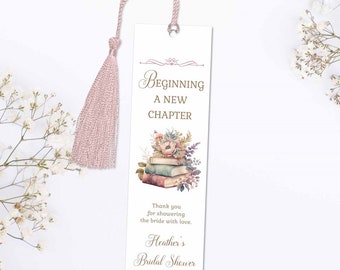 Book Themed Bridal Shower Favor Bookmark TEMPLATE, Next Chapter, Love Story Bridal Shower, Once Upon a Time Shower, fairytale shower | 231