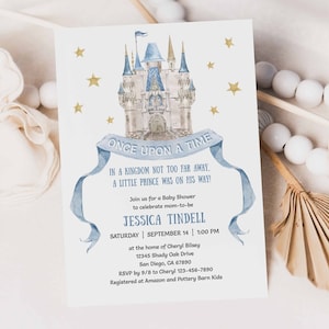 Once Upon a Time Fairytale Baby Shower Invitation Template, Castle Prince Couples Baby Sprinkle Invite, Royal Baby Boy Storybook Shower 313