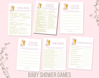 Baby Shower Games Bundle Set, Pink Brunch Bubbles and Brews themed, DIGITAL TEMPLATES 441