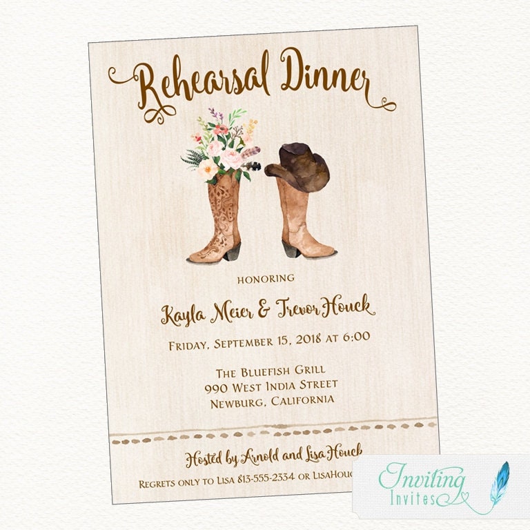 Cowboy Boot Rustic Rehearsal Dinner Invitation Country | Etsy