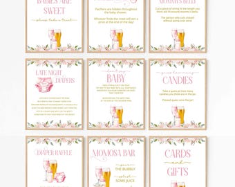 Baby Shower Signs, Bubbles and Brews theme 8x10 | TEMPLATE 441